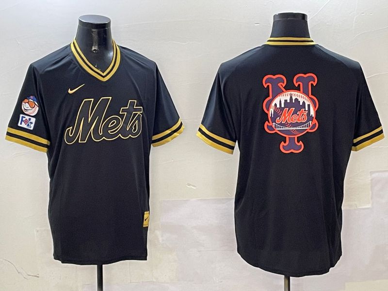 Men New York Mets Blank Black Gold Game 2025 Nike MLB Jersey style 3255